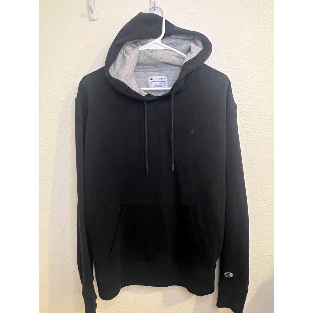 Champion Mens Authentic Athleticwear Pullover Hoodie Black Grey Medium